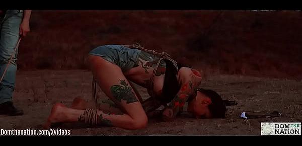 trendsAss eating bondage slave cries while her feet get caned outdoors in the dirt - Rocky Emerson